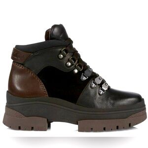 See By Chloe Ankle Shearling Leather Lace Up Lined Brown Aure Boots